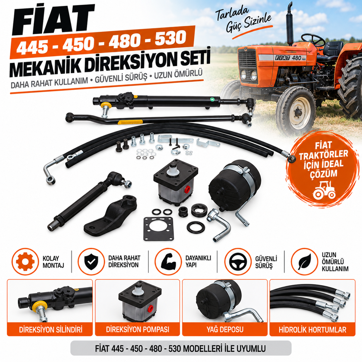 Fiat 445-450-480-530 Mekanik Direksiyon Seti | Komple Set
