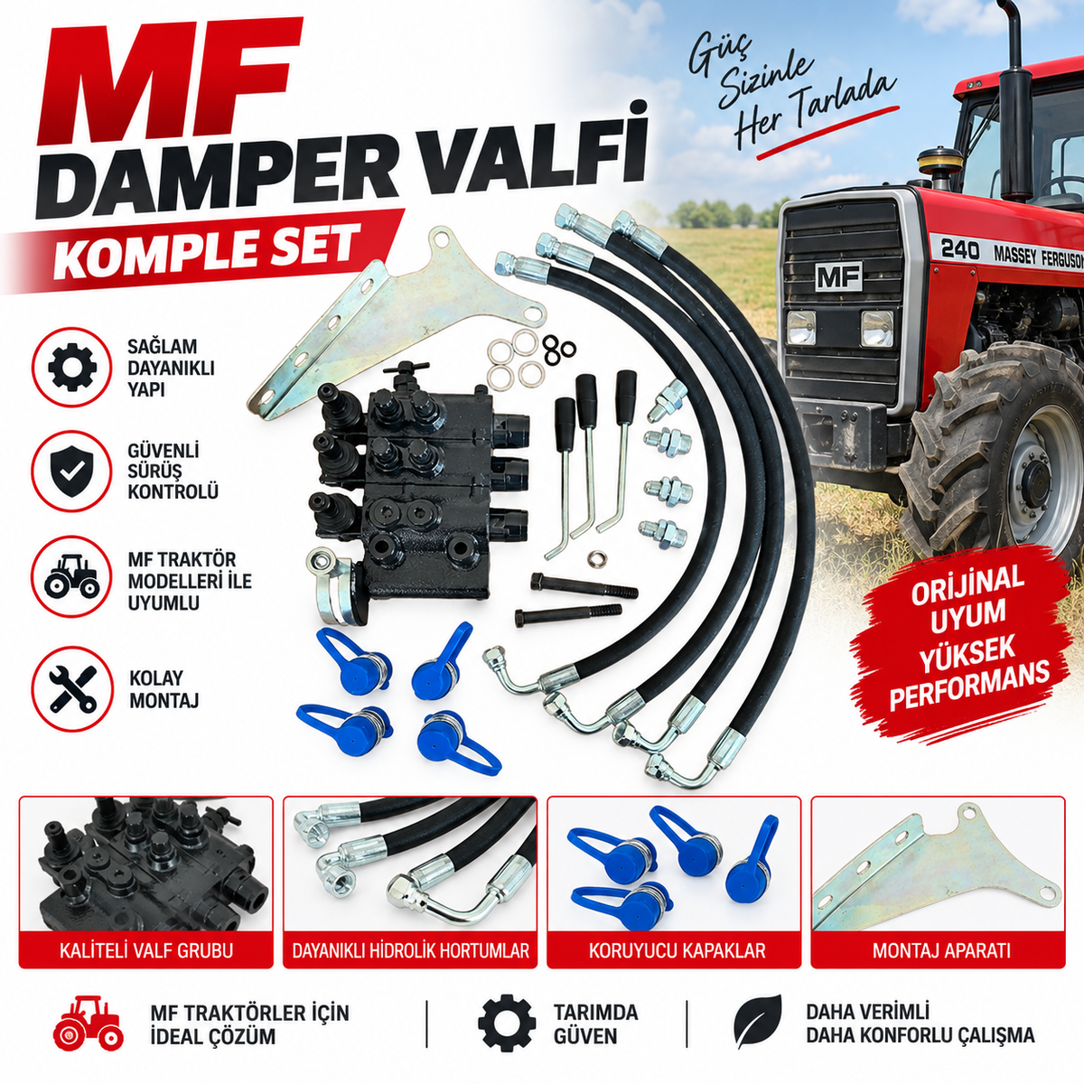 MF Damper Valfi 4 Lü Çıkış  | Hidrolik Çalıştırmalı
