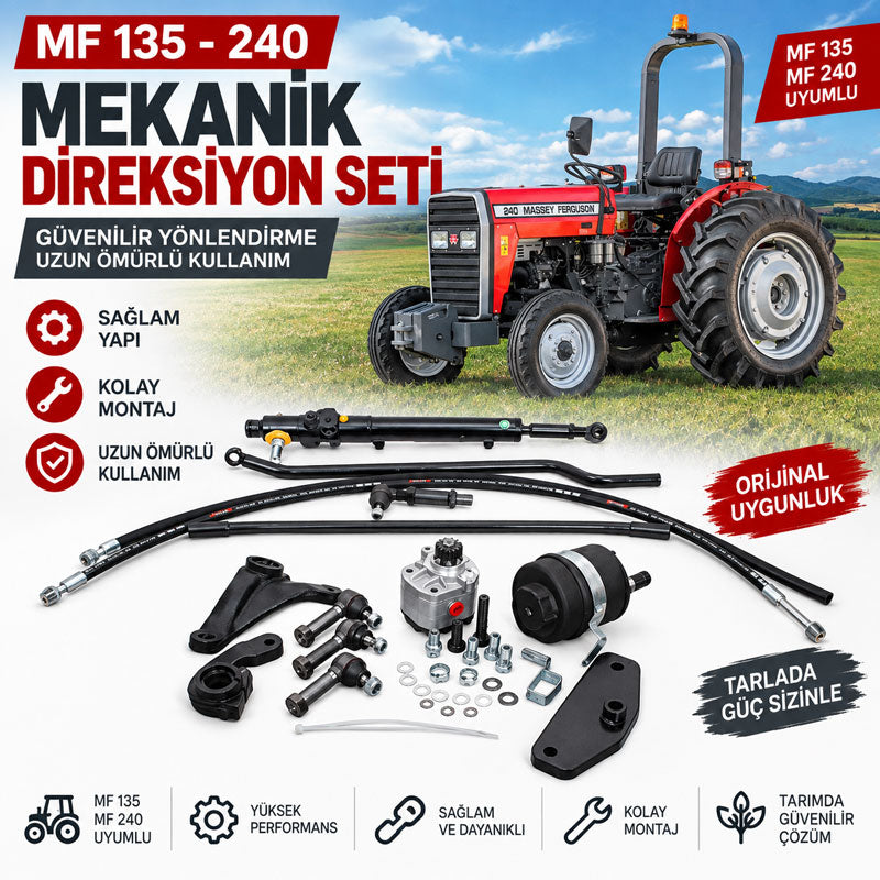 Hidrolik Direksiyon Seti MF 240-240S Düz Dingil