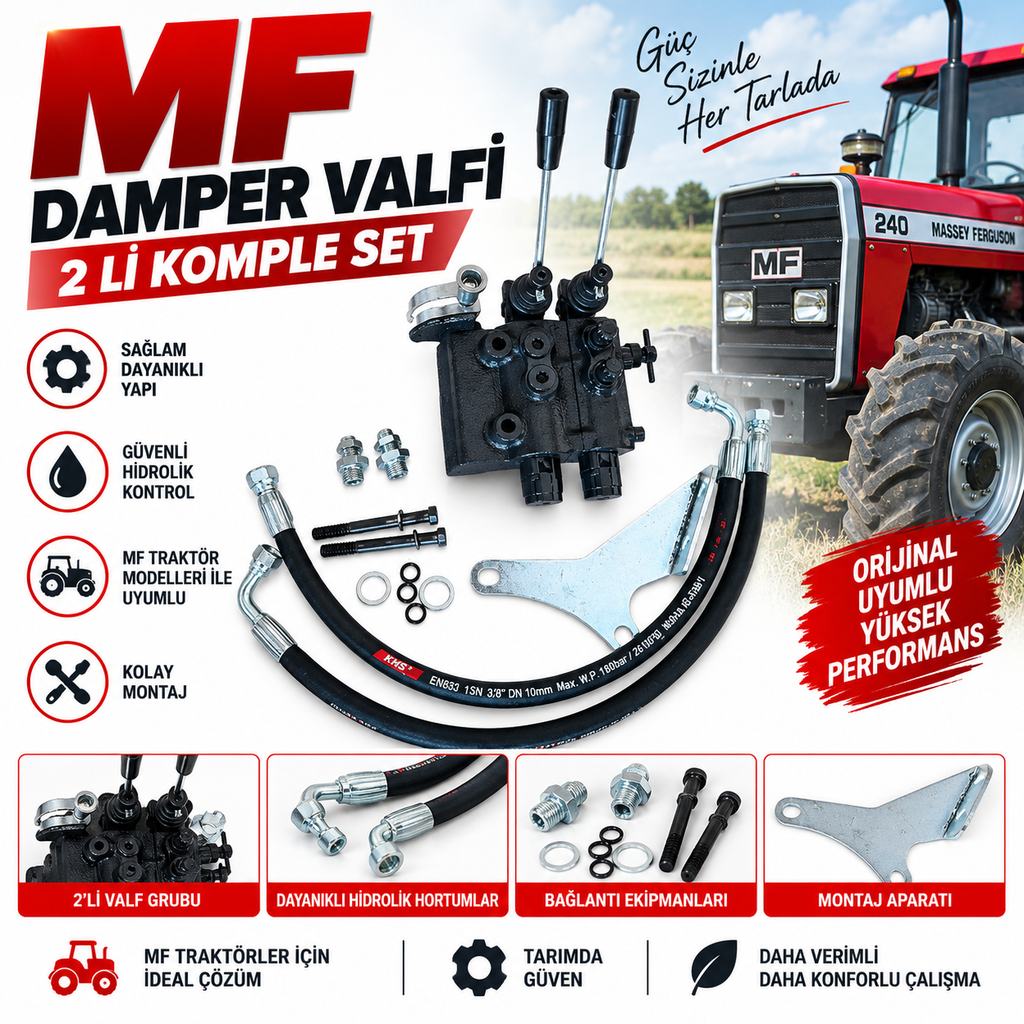 MF Damper Valfi 2'li Komple Set | Hidrolik Çalıştırmalı