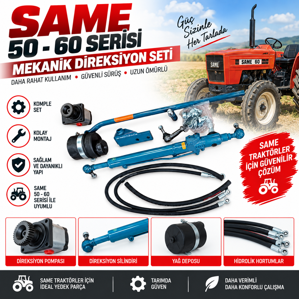 SAME Minitaura 50-60 Serisi Mekanik Direksiyon Seti | Komple Set